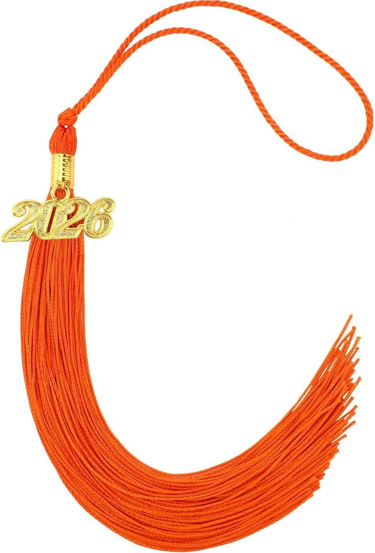 3 x JULMELON 2026 Tassel Graduation, Orange Graduation Cap Tassel Charms for College High School Graduate Hat Ceremonies Accessories Class Memorial Keepsake