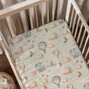 2 Pack Hot Air Balloon Plane Clouds Stars Pattern Baby Sheets for Crib, Unisex Hot Air Balloon Nursery Fitted Bed Sheet for Boys Girls Standard Crib and Toddler Mattress-28x52
