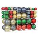 100PCS Red Green Blue and Gold Christmas Ornaments Set, Shatterproof Plastic Christmas Tree Decorations Elegant Multicolor Hanging Ornaments Bulk Indoor Decorations for Holiday Wedding Party