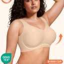 PoseFree Womens Seamless Wireless Supportive Bra Push Up Comfort Soft No Underwire Full Coverage T-Shirt Bra (Beige, M)