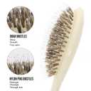 Boar Bristle Hair Brush -boar bristles + nylon pins Smoothes & Detangles All Hair Types, Hairbrush for Women, Men & Kids, Distributes Oils for Natural Shine & Stimulates Scalp