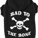 Dog Hoodie Sweater - Bad to The Bone Dog Sweatshirt Skeleton Costume, Warm Fleece Lined Pet Clothes with Leash Hole, Fall Winter Cozy Soft Pet Outfit Coat for Small Dogs Cat Puppy, M, Black