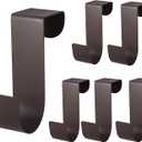 Biaungdo 6 Pcs Over The Cabinet Door Hooks, Brown Stainless Steel Hanger Hook Organizer Holder Back Door Hanger Single Hanging Hooks for Over The Door, Kitchen, Christmas, Wreath, Clothes