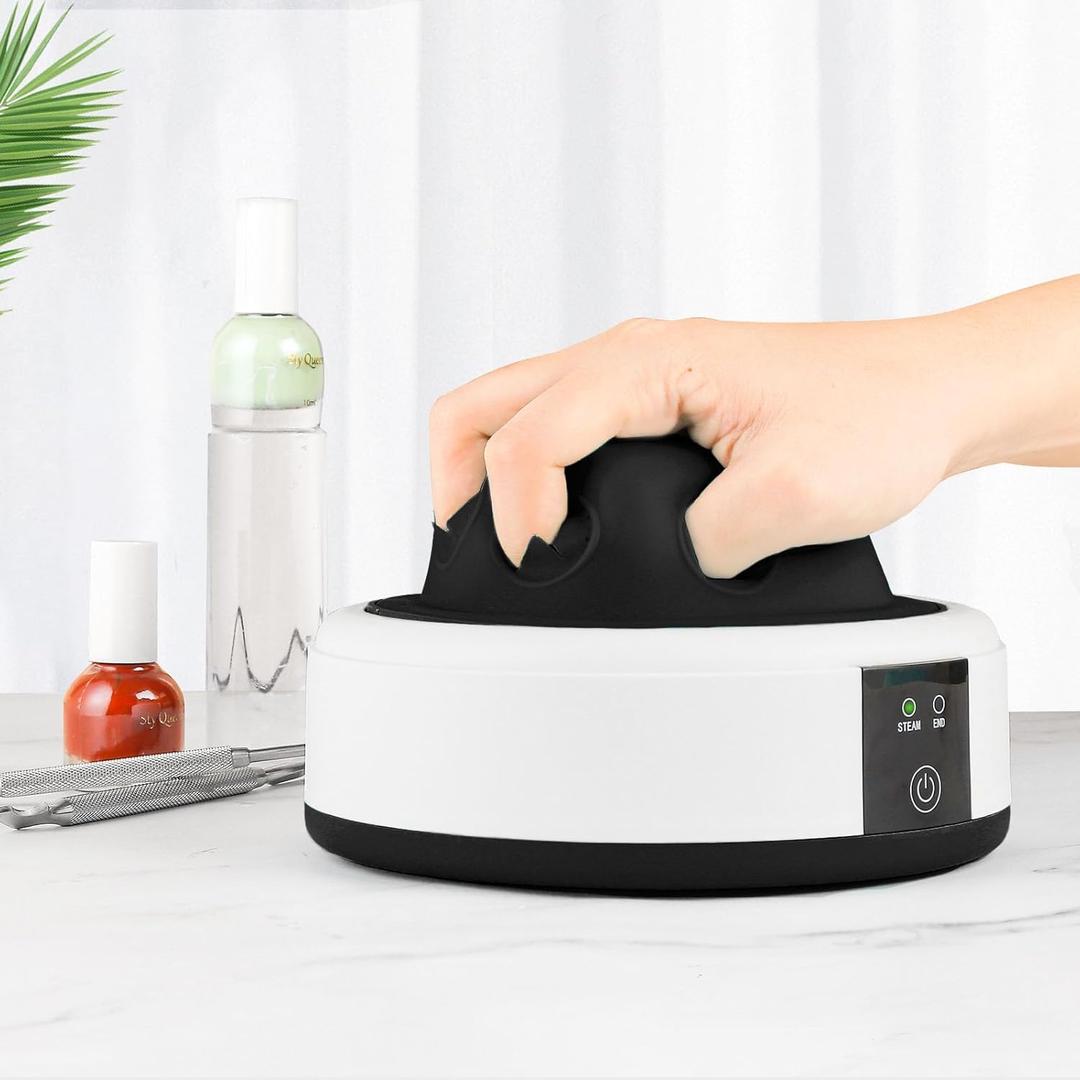 Electric Nail Polish Remover Machine, Soaking Bowl acetone proof, Acrylic Nail Remover Kit, Dip Remover for Nails, Heating Cleaner for Nail Gel (Black Style)