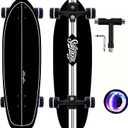Surf Skateboards 30" x 9.5" Youth Surfskate Cruiser Surf-Like for Beginners Double Kick Deck Girls or Boys Kids Complete Skateboard