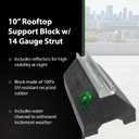 Adamax RTS14-10 Rooftop Support Block with Galvanized Steel Strut | Sleeper Curb Replacement, Black
