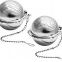 2 Pcs Ball Tea Infuser, 2.4 Inch Stainless Steel Mesh Reusable Loose Leaf Tea Strainer for Mugs, Teapots, Spices, Seasonings
