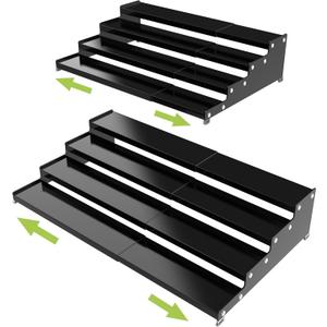 Expandable 4-Tier Step Spice Rack Organizer for Kitchen Cabinet Modern Design and Non Skid Space Saving Storage Shelf for Countertop Cabinets Pantry(2Packs/Black)