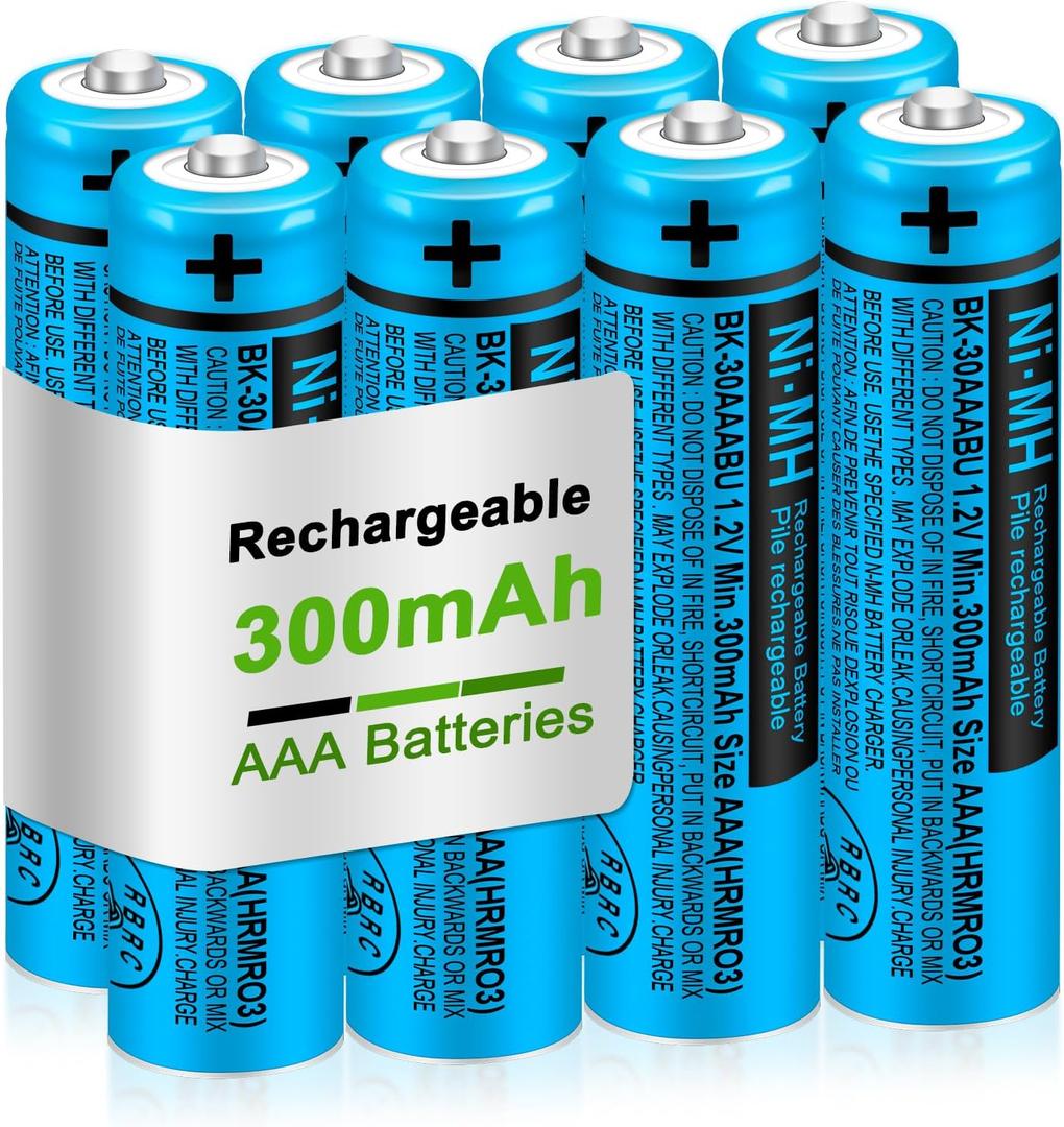8Pack BK-30AAABU AAA Rechargeable Battery 300mAh 1.2V for Panasonic Cordless Phone Ni-MH AAA 3A Recargables baterias Replacement for Remote Controls, Electronics