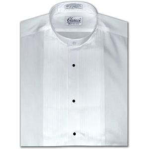 Men's Banded Collar(Mandarin Collar) Dress Shirt, 1/2" Pleat (17.5" Neck 35" Sleeve, White) XL