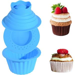 Giant Cupcake Molds,Dishwasher Safe Big Top Silicone Cupcake Molds,Non-Stick Jumbo Caupcake Bake sets for Easy Cake Decorating and DIY Bake tools(3 pack) (Blue)