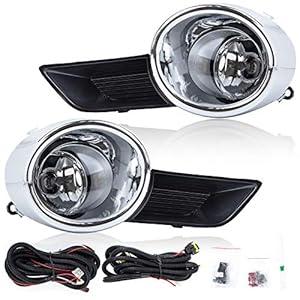 RP Remarkable Power, Compatible with 2008-2011 Highlander Chrome Trim Black Bezel Fog Light Kits included Switch Wiring, with H11-12V 55W Bulbs FL7123