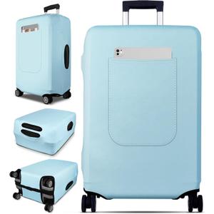 Slohif Luggage Cover for Suitcase Tsa Approved Protector - Luggage Sleeve Suit Case Cover Travel Stretch Large Baggage Case Protective Washable Fit 26-28 Inch Light Blue