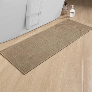 chakme Bathroom Rugs 47x17, Ultra Thin Non Slip Bath Mat Runner Quick Dry Absorbent Bath Mat for Bathroom Floor, (Dark Beige, 47"x17") (1'5" x 3'11" (Rectangular))