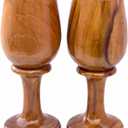 collectiblesBuy Handmade Rustic Wooden Wine Glass Set of 2  Dark Brown Vintage Goblets | Eco-Friendly Drinkware Cups for Kitchen, Bar Decor, Parties & Gifts