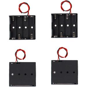 MulticoloredLED 4Pcs 4 AA Battery Holder with Leads, Plastic 4 X 1.5V AA Battery Holder Case, 4 Slots X 1.5V AA Battery Case Holder for Micro Controller, LED Projects, Radio (4AA)