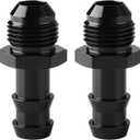 8AN Male Flare to 1/2 Hose Barb Straight Fitting Adapter Aluminum Black 2PCS