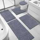 Ileading Bathroom Rugs Sets 5 Piece, Ultra Soft Absorbent Bath Mat for Bathroom, Non Slip Washable Bath Rug Set with Toilet Cover, Plush Bath Runner and U-Shaped Contour Toilet Rug