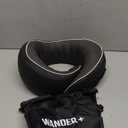 WANDER PLUS Travel Pillow, 100% Pure Memory Foam Travel Neck Pillow Airplane Neck Support Ergonomic Design Best for Sleeping Plane Car Train Office Flight for Adults Black