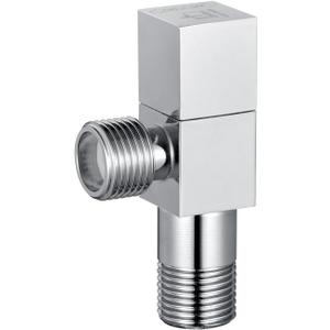 SUBMARINE Brass Angle Stop Valve, 1/2'' Inlet and Outlet Caliber, 1/4 Turn Shut Off Valve, With 3/8'' Adapter, Suitable for Kitchen, Bathroom and Toilet (Chrome Plating)