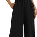 ZAFUL Womens Summer Jumpsuits 2025 Smocked Waist Dressy Casual One Piece Outfits with Pockets (Small, Black)