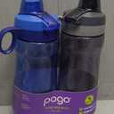 Pogo 2-Pack Plastic Water Bottle with Carry Handle, Reusable, BPA Free, Dishwasher Safe, Perfect for Travel, School, Outdoors, and Gym | 18oz, 32oz (Grey/Blue)