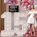 imprsv 4FT Marquee Numbers 15,DIY Light Up Numbers for 15th Birthday Decorations, Party Decorations,Anniversary Party Decor,Mosaic Number for Balloons Number 15,Pre-Cut Foam Board Kit