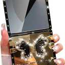 Changjia for Samsung Galaxy Z Flip 7 5G Glitter Kickstand Case,Cute Luxury Bling Sparkly Diamond Butterfly with Foldable Stand Mirror Back Elegant Shockproof Women Girls Case for Galaxy Z Flip 7,Black