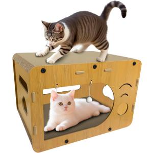cat scratchers for Indoor, Large Size, Furniture-Protecting Scratch Pad with Cat Bed, Cat House-Shaped Design.cat Toys.cat Scratching Post.cat Scratching Board