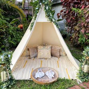 Teepee for Kids, Huge Teepee, Large Tall, Adult Teepee Tent with Foldable Poles,5 Sides Wide Open Front Without Door Flaps, Beach Tent (Large Natural), 50 X 50 X 85