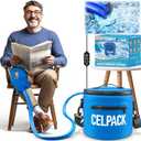 celpack Portable Ice Therapy Machine for Post-Operative Recovery, Sports Injuries, Knee Pain, Sprains, Swelling, Full Knee Brace with Silent Pump, Timer Remote Control Cold Therapy Device, Blue