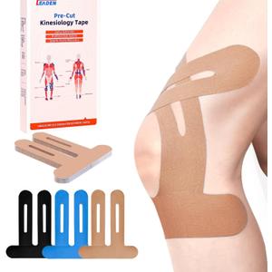 IEADEN Precut Kinesiology Tape for Knees, 20 Pcs - Knee Support & Stability, Knee Pain Relief Athletic Tape - Waterproof & Elastic, Breathable Hypoallergenic Latex-Free Tape, Beige