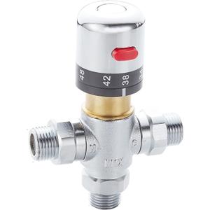 3-Way Thermostatic Mixing Valve, DN15 Temperature Control Bathroom Faucet and Shower Water Mixer Valve G1/2 NPS Male Connections,Chrome