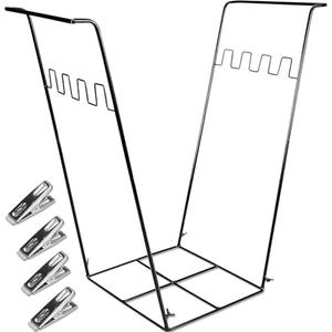 DTEPFUEN Trash Bag Holder Stand, Outdoor Garden Garbage Bag Holder Holds 30-45 Gallon Bags, Metal Leaf Bag Holder Stand with 4 Fixing Clips and 2 Garbage Bags, For Outdoor Yard Camping Garden Lawn