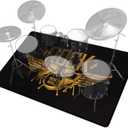 Drum Rug - 6ft x 9ft Soundproof Drum Mat with Non Slip Grip Bottom - Great Gift for Jazz Drummers (Black)