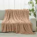 FY FIBER HOUSE Flower Bed Blanket Ultra Soft Blanket Fuzzy Queen Blanket for Bed Couch Sofa, 90"x90", Khaki