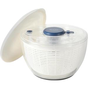 Sur La Table Kitchen Essential 6.3 Qt Salad Spinner, Fruit Wahser, Fruit Washing Bowl with Strainer, Vegertable Cleaner, Salad Cleaner, Lettuce Washer - Navy Blue