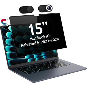 Peslv Magnetic Privacy Screen for MacBook Air 15 Inch (2023-2026, M2 M3 M4 M5) - A2941 A3114 A3241 A3448, 15inch Removable Matte Anti Blue Light Glare Filter for Mac Air 15.3" Laptop Computer