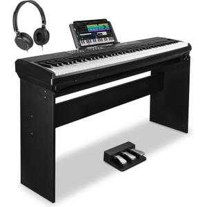 STRICH 88 Keys Weighted Keyboard Piano with Stand & Sustain Pedal, Hammer-Action Digital Piano, Full-size Electric Piano Keyboard Supports USB-MIDI/Wireless Connect, 15W2 Built-In Speakers, SDP-120