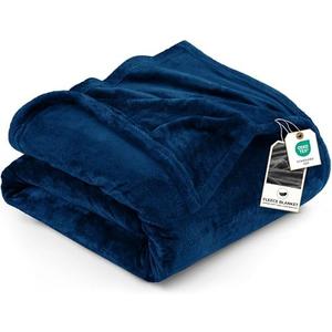 Utopia Bedding Fleece Blanket Queen Size Navy 300GSM Luxury Anti-Static Fuzzy Soft Microfiber Bed Blanket (90x90 Inch)