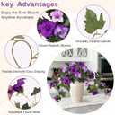 2PCS Artificial Petunia Flowers for Outdoors, Fake Flowers for Outdoor Planters UV Resistant Faux Silk Petunias for Garden Porch Yard Balcony Patio Realistic Home Kitchen Decor(Double Purple)