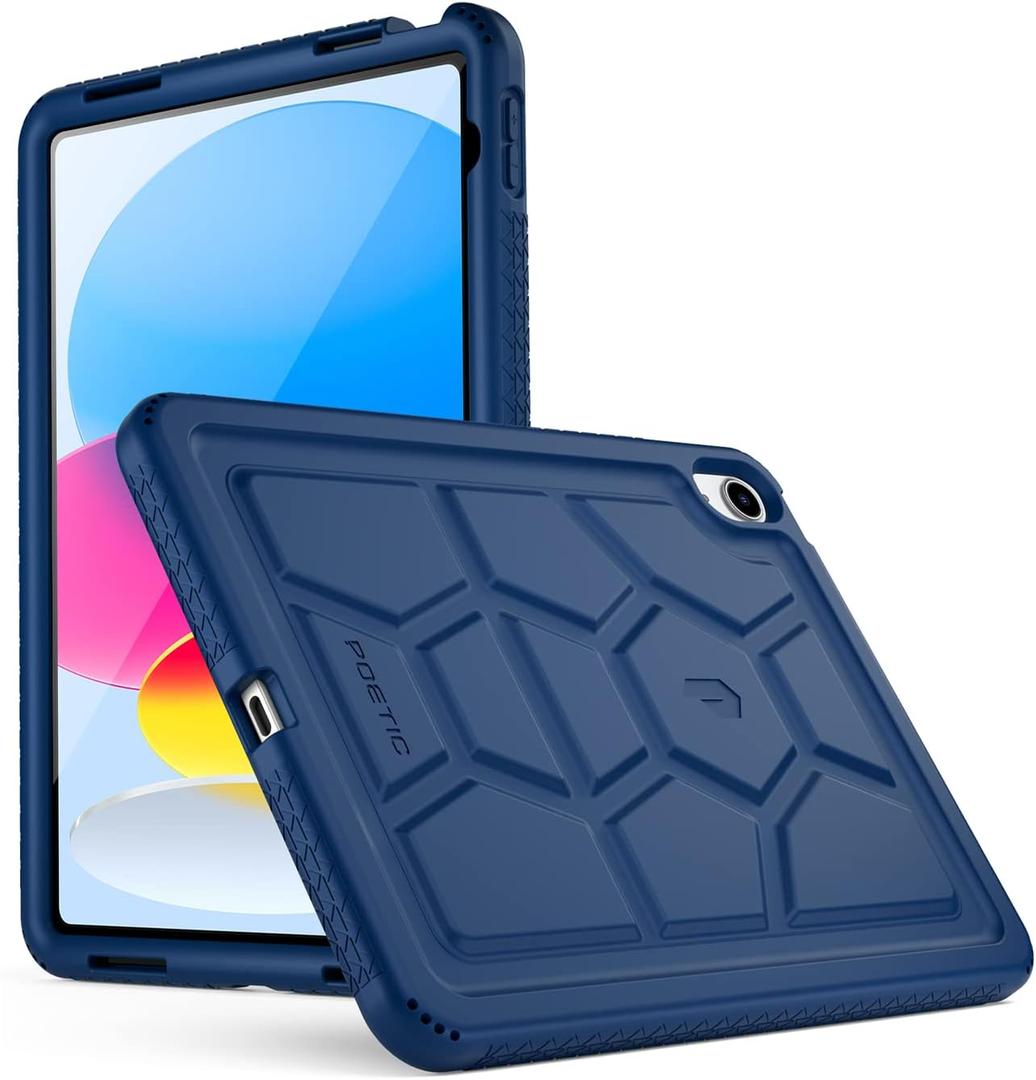 Poetic TurtleSkin case for New iPad (A16) 11th / 10th Generation (2025/2022), Heavy Duty Shockproof Kids Friendly Silicone Case Cover, Only Compatible with New iPad 11/10.9 Inch, Navy Blue