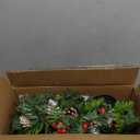 30 Inch Christmas Table Centerpiece with 3 Candle Holders, Christmas Centerpieces for Dining Table, Red Berry Pinecone Snowy Pine Cypress Metal Base Xmas Winter Tabletop Decor, Fire Retardant&Foldable