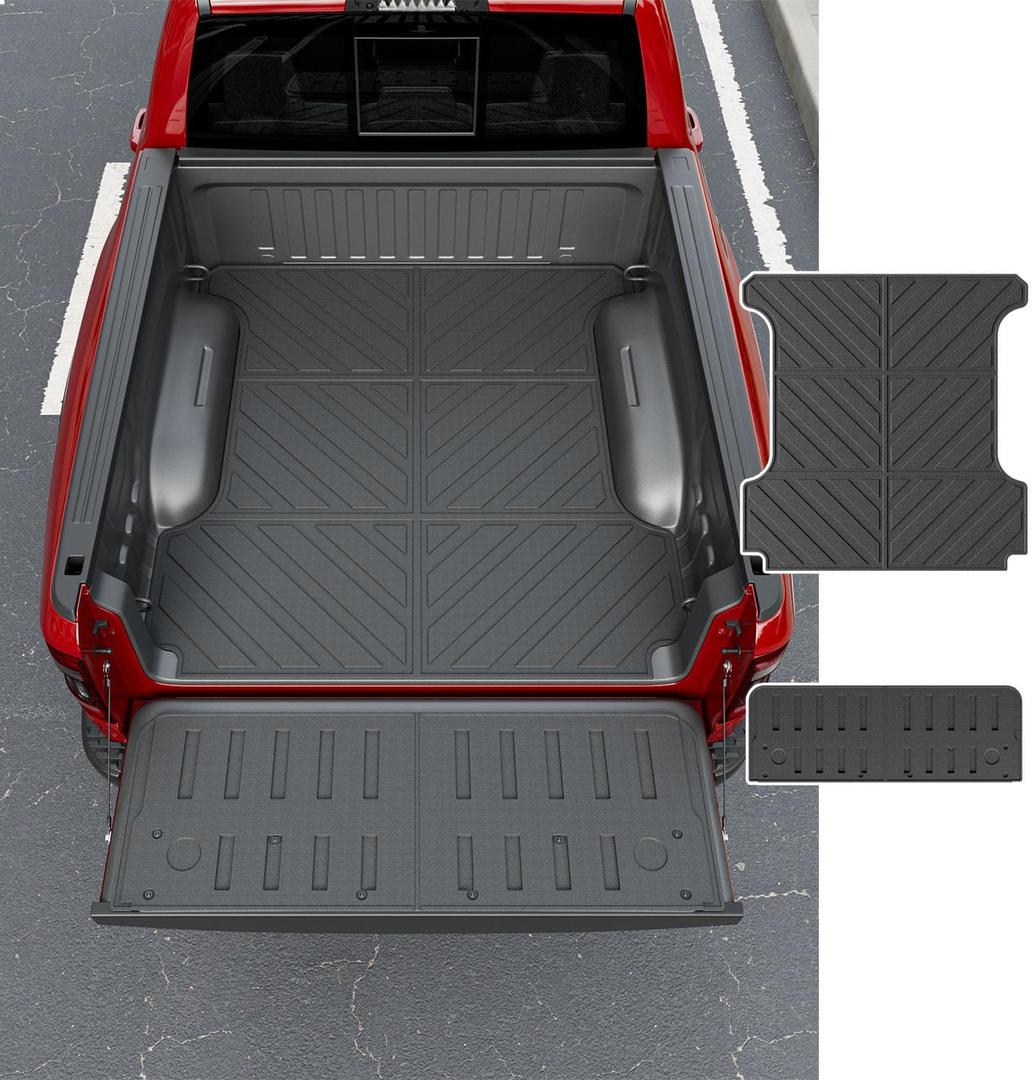 powoq 5.7FT Truck Mat Compatible with 2019-2026 Dodge Ram 1500 Cargo Mat Tailgate Liner TPE Replacement for 2019-2026 Dodge Ram 1500 Accessories (Truck Bed Mat+Tailgate Mat)
