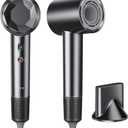 VTT Hair Dryer, 150000 RPM High Speed Blow Dryer with Intelligent Temperature Control, Magnetic Nozzle, Fast-Drying, Low Noise Hair Blow Dryer for Men and Women, for Curly Hair, for Home Travel Salon (Grey)