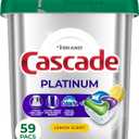 Cascade Platinum Dishwasher Pods, Dishwasher Detergent, Dish Detergent Soap, Lemon, 59 Count