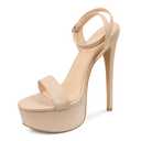 MERUMOTE Women's Platform Heels Sky High Heel Sandals Party Bridal Evening Shoes Nude US7