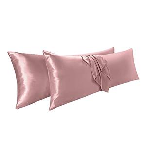 Vonty 2Pcs Body Satin Pillowcases - 20x54 Pillow Cases, Pink Champagne Pillow Cases for Skin Friendly and Hair Protection - Cooling & Silky Satin Pillow Covers with Envelop Closure
