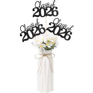 3 x 10 PCS Graduation Class Centerpieces Black Class of 2026 Graduation Centerpieces, 2026 Centerpieces for Tables Cake Toppers