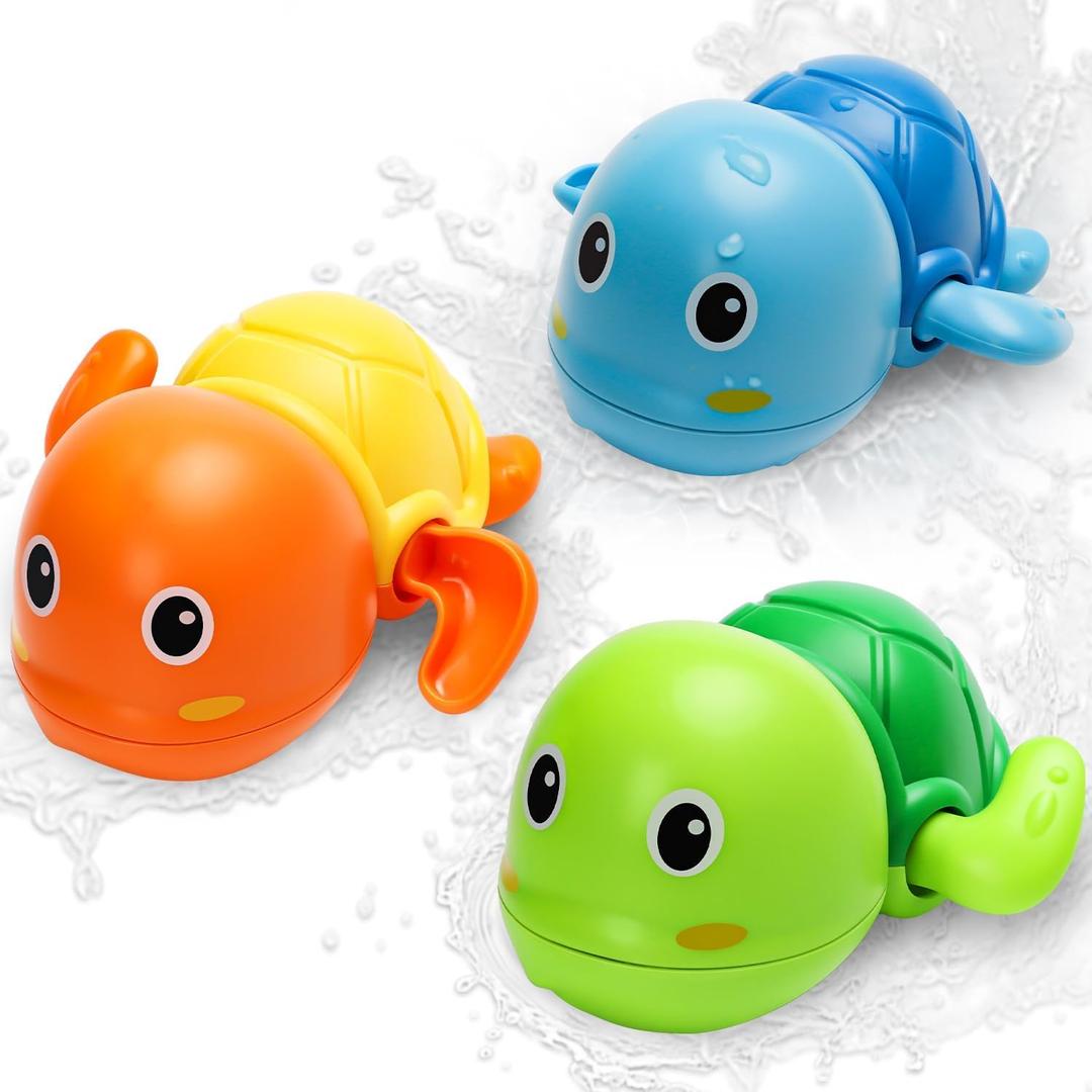 Bath Toys for Toddlers 1-3, Cute Swimming Turtle Bath Toys for 1 2 Year Old Boy Girl Gifts, Water Pool Toys for Baby Toddler Toys Age 1-4, Wind-up Infant Bathtub Toys, 3 Pack